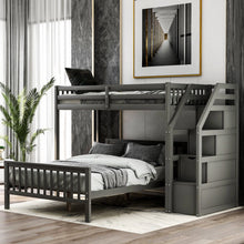 Load image into Gallery viewer, Euroco Wood Stairway Twin Loft Bed with Full Platform and Drawer