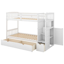 Load image into Gallery viewer, AECOJOY Twin over Full/Twin Convertible Bunk Bed with Storage Shelves and Drawers, Grey