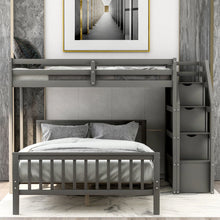 Load image into Gallery viewer, Euroco Wood Stairway Twin Loft Bed with Full Platform and Drawer