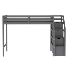 Load image into Gallery viewer, Euroco Wood Stairway Twin Loft Bed with Full Platform and Drawer
