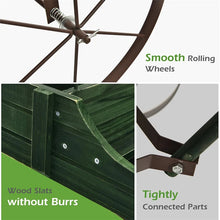 Load image into Gallery viewer, Rustic Wooden Wagon Planter, Decorative Garden Flower Cart with Metal Wheels &amp; Adjustable Handle, Large Raised Bed Plant Stand for Patio Yard