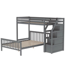 Load image into Gallery viewer, Euroco Wood Stairway Twin Loft Bed with Full Platform and Drawer