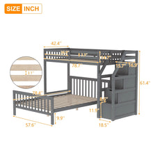 Load image into Gallery viewer, Euroco Wood Stairway Twin Loft Bed with Full Platform and Drawer