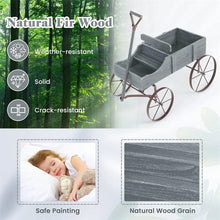 Load image into Gallery viewer, Rustic Wooden Wagon Planter, Decorative Garden Flower Cart with Metal Wheels &amp; Adjustable Handle, Large Raised Bed Plant Stand for Patio Yard