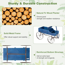 Load image into Gallery viewer, Rustic Wooden Wagon Planter, Decorative Garden Flower Cart with Metal Wheels &amp; Adjustable Handle, Large Raised Bed Plant Stand for Patio Yard