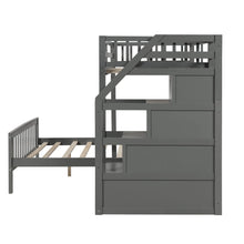 Load image into Gallery viewer, Euroco Wood Stairway Twin Loft Bed with Full Platform and Drawer