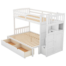 Load image into Gallery viewer, AECOJOY Twin over Full/Twin Convertible Bunk Bed with Storage Shelves and Drawers, Grey