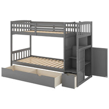Load image into Gallery viewer, AECOJOY Twin over Full/Twin Convertible Bunk Bed with Storage Shelves and Drawers, Grey