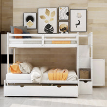 Load image into Gallery viewer, AECOJOY Twin over Full/Twin Convertible Bunk Bed with Storage Shelves and Drawers, Grey
