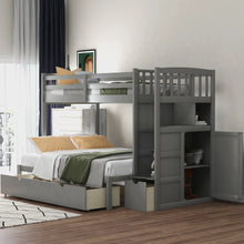 Load image into Gallery viewer, AECOJOY Twin over Full/Twin Convertible Bunk Bed with Storage Shelves and Drawers, Grey