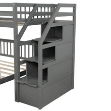 Load image into Gallery viewer, Euroco Wood Stairway Twin Loft Bed with Full Platform and Drawer