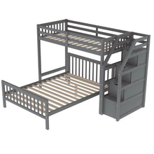 Load image into Gallery viewer, Euroco Wood Stairway Twin Loft Bed with Full Platform and Drawer