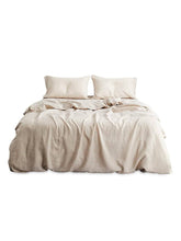 Load image into Gallery viewer, Bed Threads 100% French Flax Linen Bedding Set - Oatmeal - Size Queen